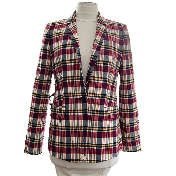 J. CREW REGENT BLAZER Plaid 100% Cotton Women’s Size 4